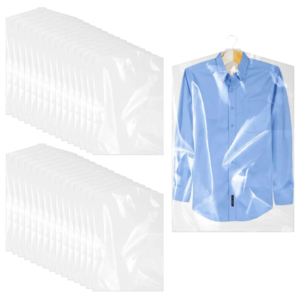 Housses suspendues pour vêtements transparentes et réutilisables - 30 pcs