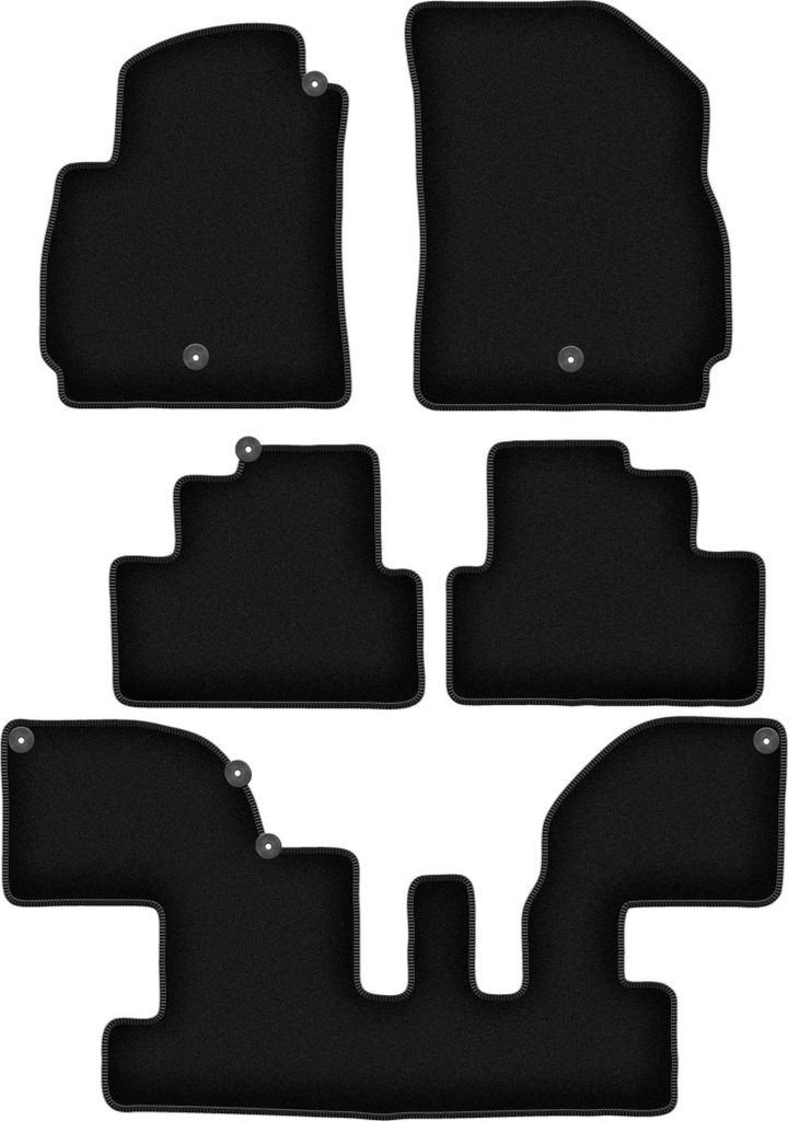Wielganizator Velours-Autoteppiche – passend für Chevrolet Orlando I (Minivan, Bj. 2010-2018) – schwarz, passgenau, mit Befestigungen set 5 Stk.