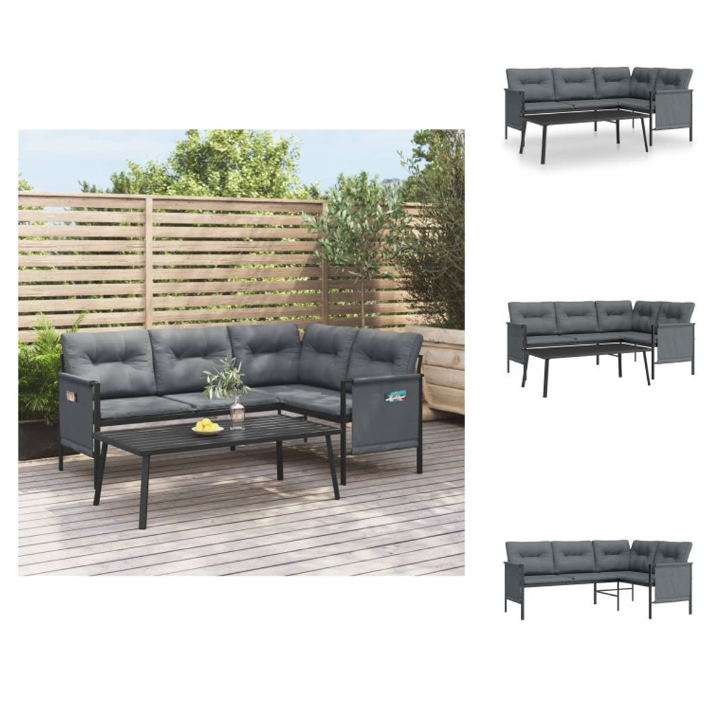vidaXL 2-tlg. Garten-Lounge-Set Anthrazit Stahl - Gartenmöbel-Sets