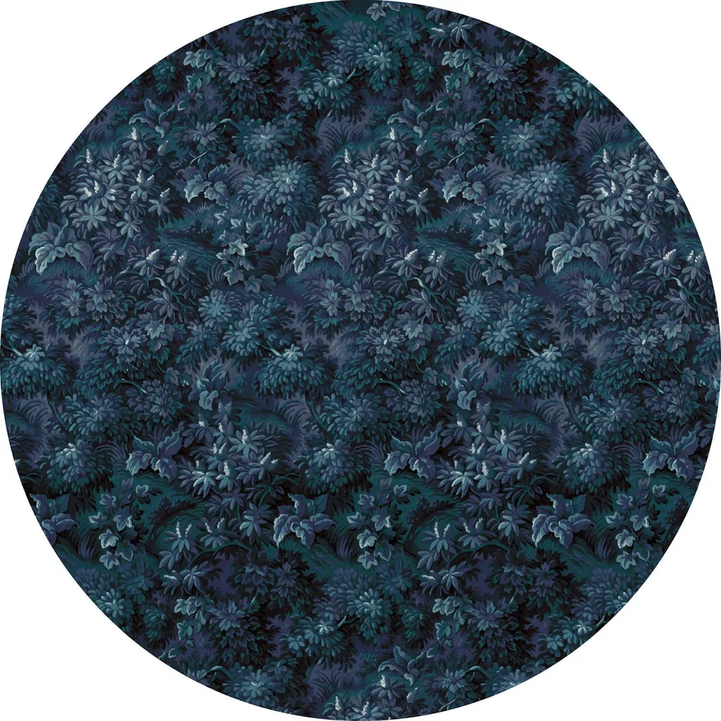 Sanders & Sanders Fotomurale Tondo Foglie Blu Ø 125 cm Adesivo
