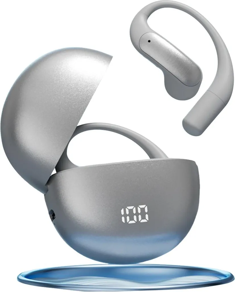 INF Kabellose Bluetooth 5.3 Kopfhörer mit Übersetzung und Digitalanzeige Silber