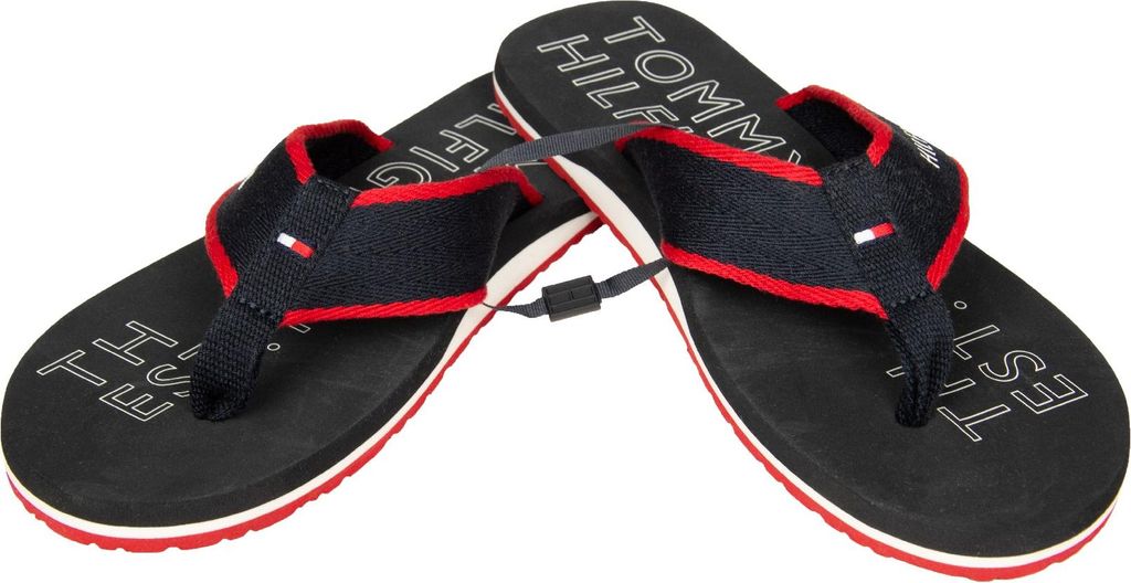 Flip-Flops für Herren TOMMY HILFIGER Strandbad-Hausschuh mit Spitze aus Beachwear-Stoff Artikel XM0XM02885, EUR 41 - UK 7 - USA 8 - CM 26, Poliest...