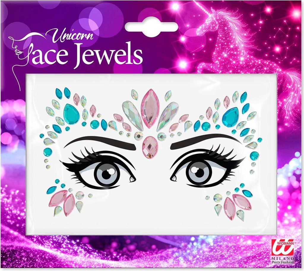 Face Jewels "Einhorn" | Mehrfarbig - Selbstklebende Glitzersteine
