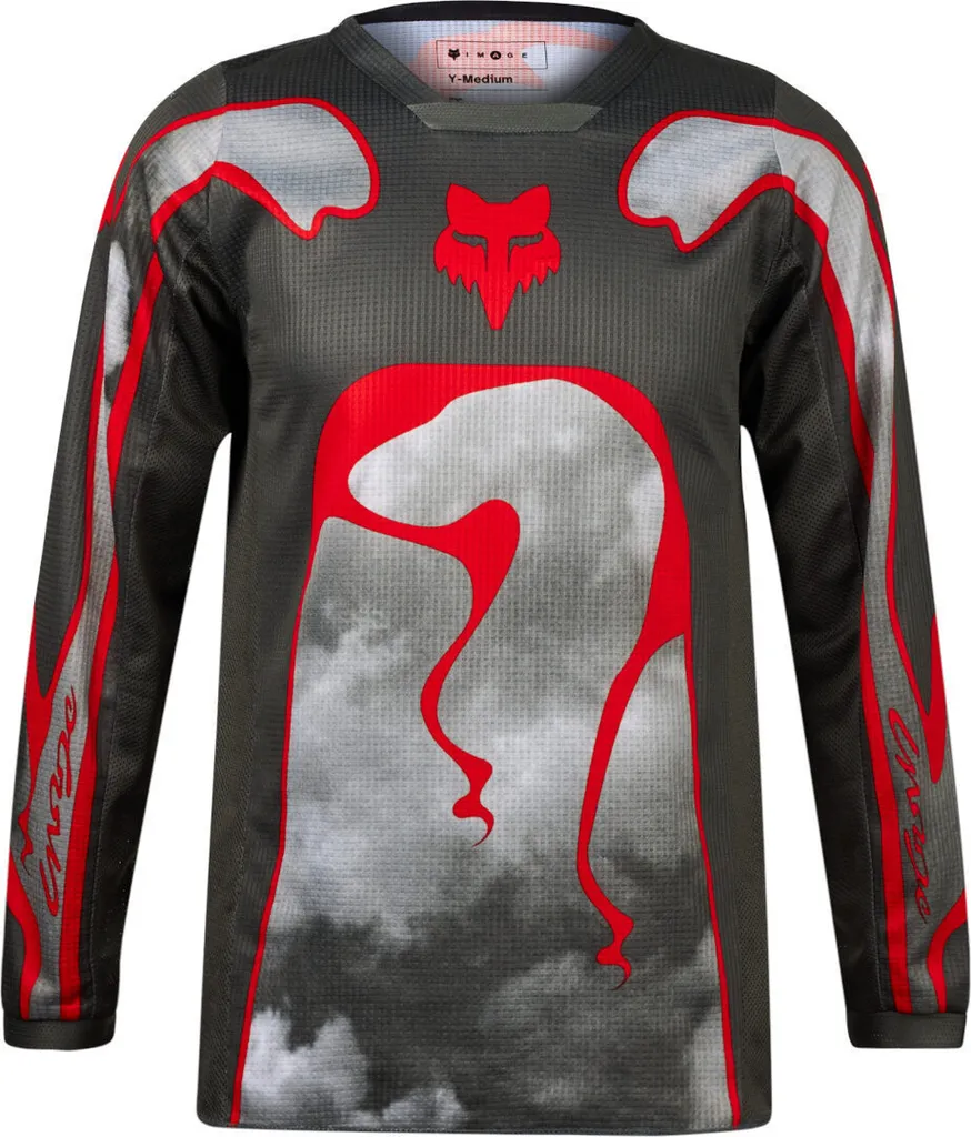 Fox 180 Atlas Maillot Enfant Respirant - Tissu Technique Gris et Rouge