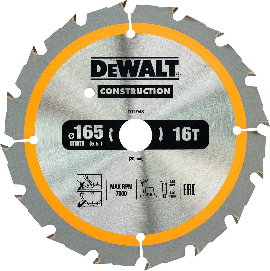 DeWalt Kreissägeblatt Akku 165/20 mm 16WZ