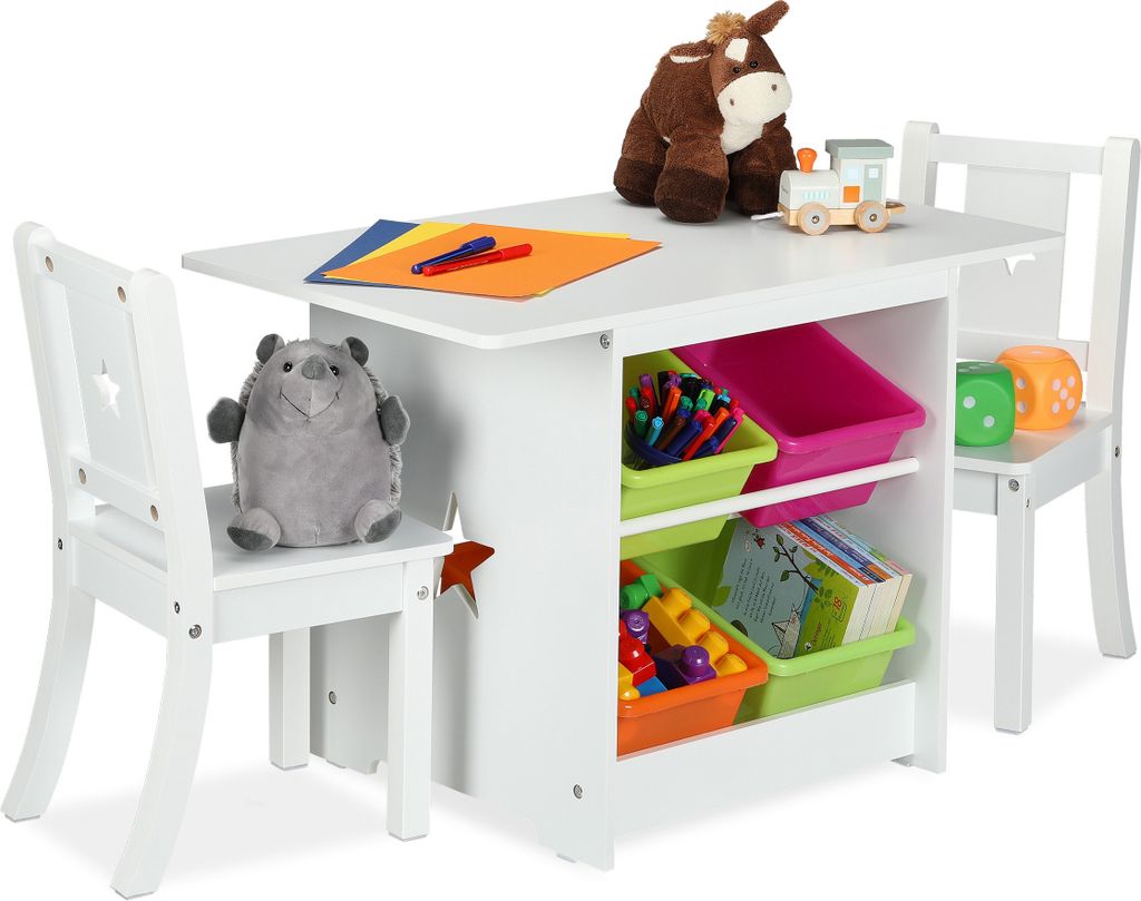 Relaxdays Kindersitzgruppe, Kindertisch mit 2 Stühlen, mit Produktbild 