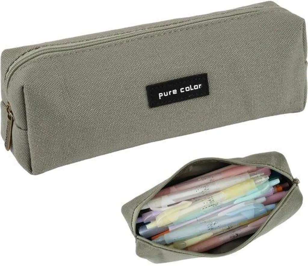 Trousse verte scolaire pour filles et garçons avec compartiments larges