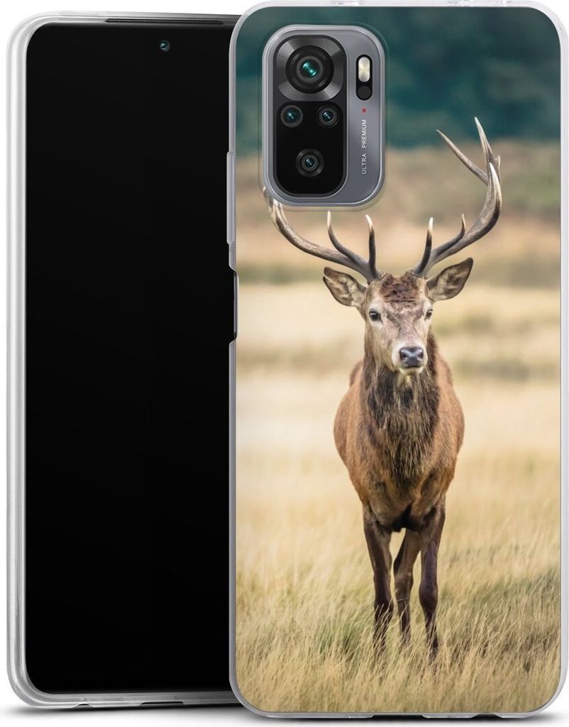 DeinDesign Slim Hülle für Xiaomi Redmi Note 10 4G Silikon Case Ultra Dünn Handyhülle Hirsch Wald Wiese