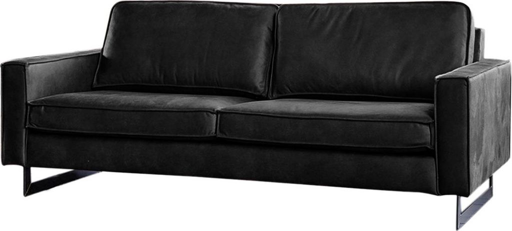 KAWOLA Sofa VILNIUS 2-Sitzer Lederfaserstoff schwarz