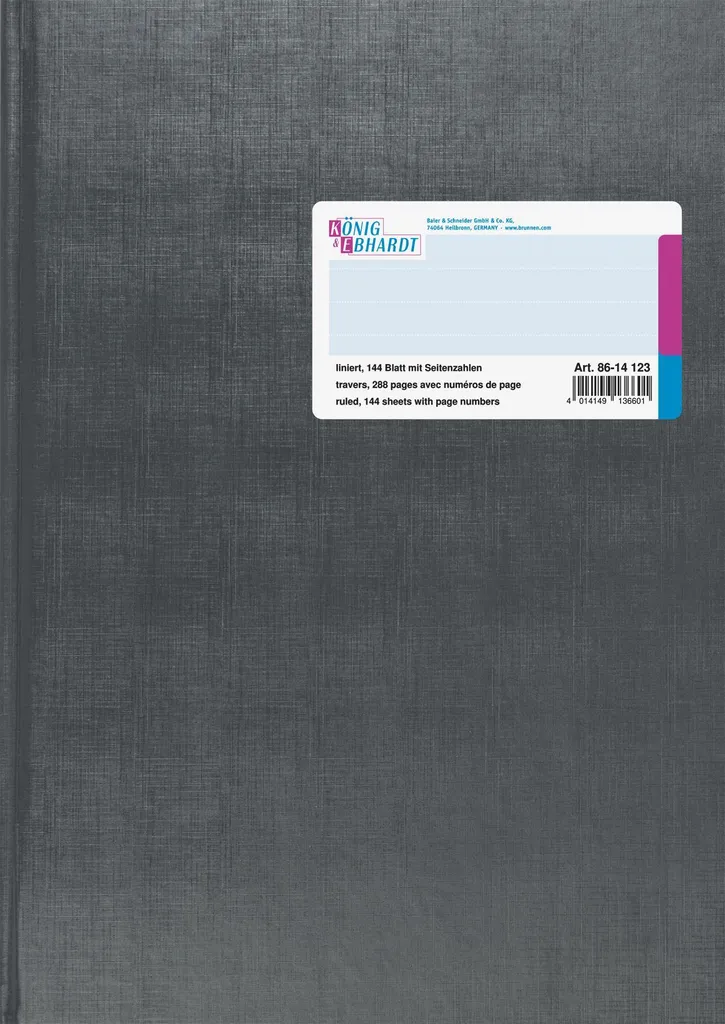 König & Ebhardt 8614123 Registre Comptable A4 Ligné 96 Pages Gris