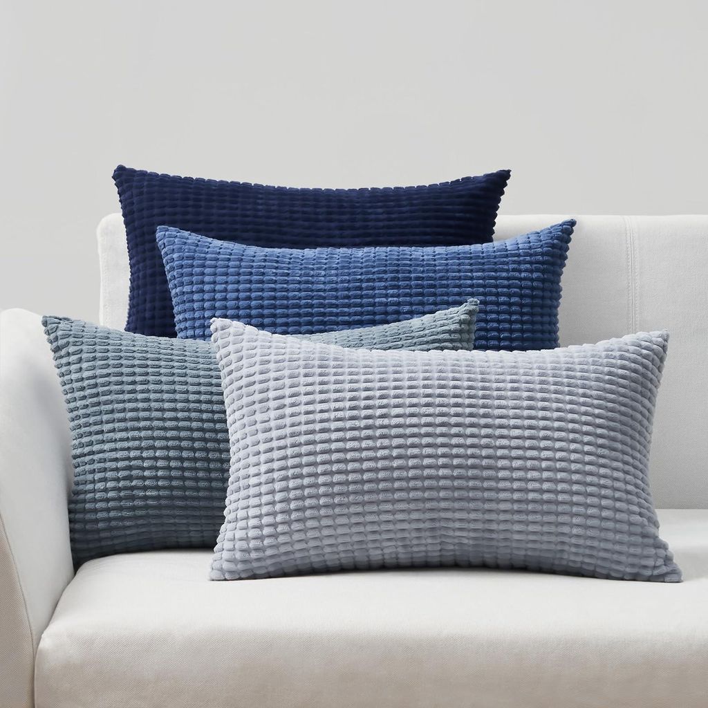 Kissenbezug 30x50 cm blau 4-teiliges Set Cord dekorativer Kissenbezug Sofakissen flauschig Farbverlauf