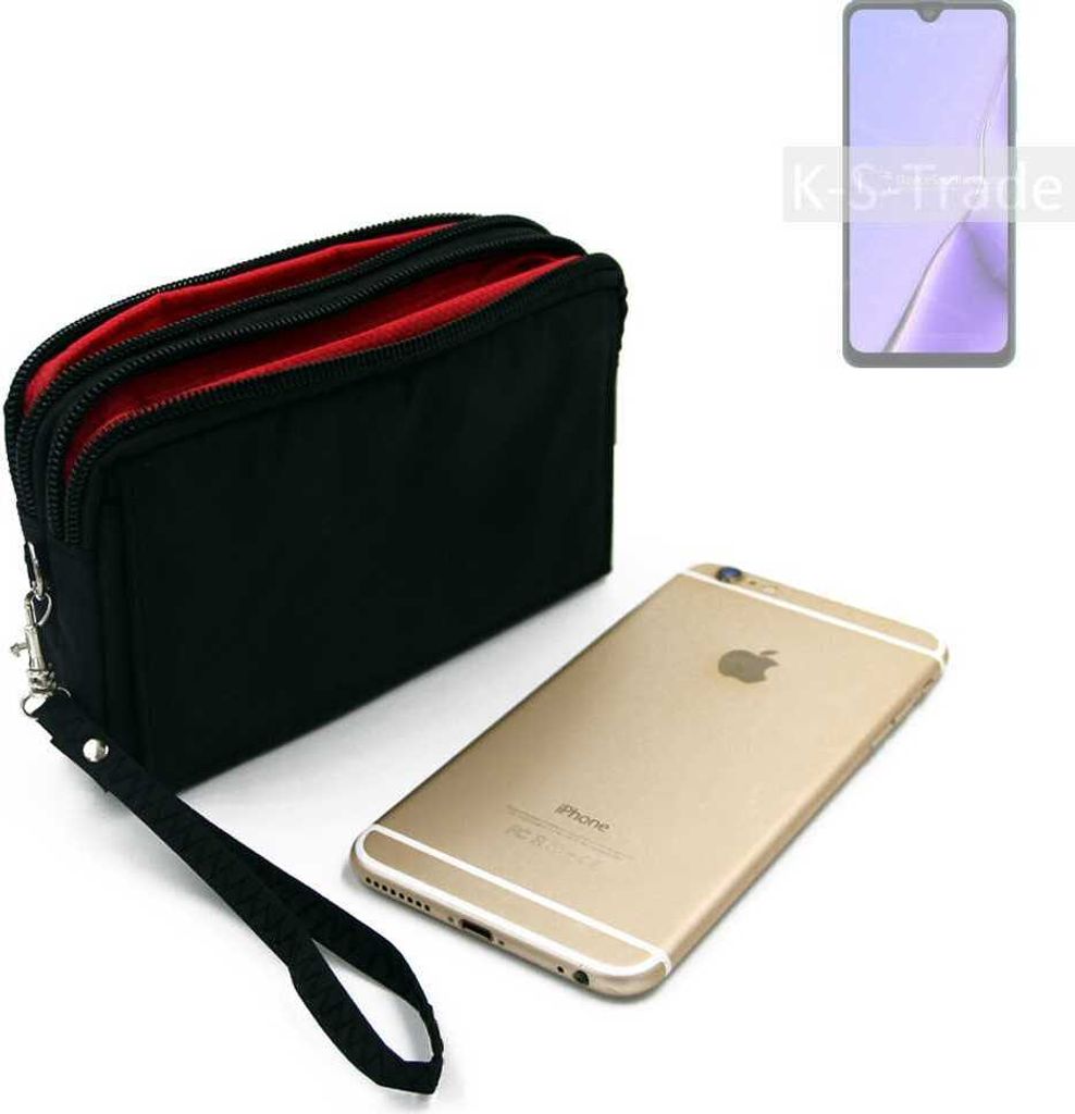 K-S-Trade Schutz Hülle Handy Hülle kompatibel mit Cubot Note 7 Gürteltasche Travelbag Handytasche mit Zusatzfächern, schwarz