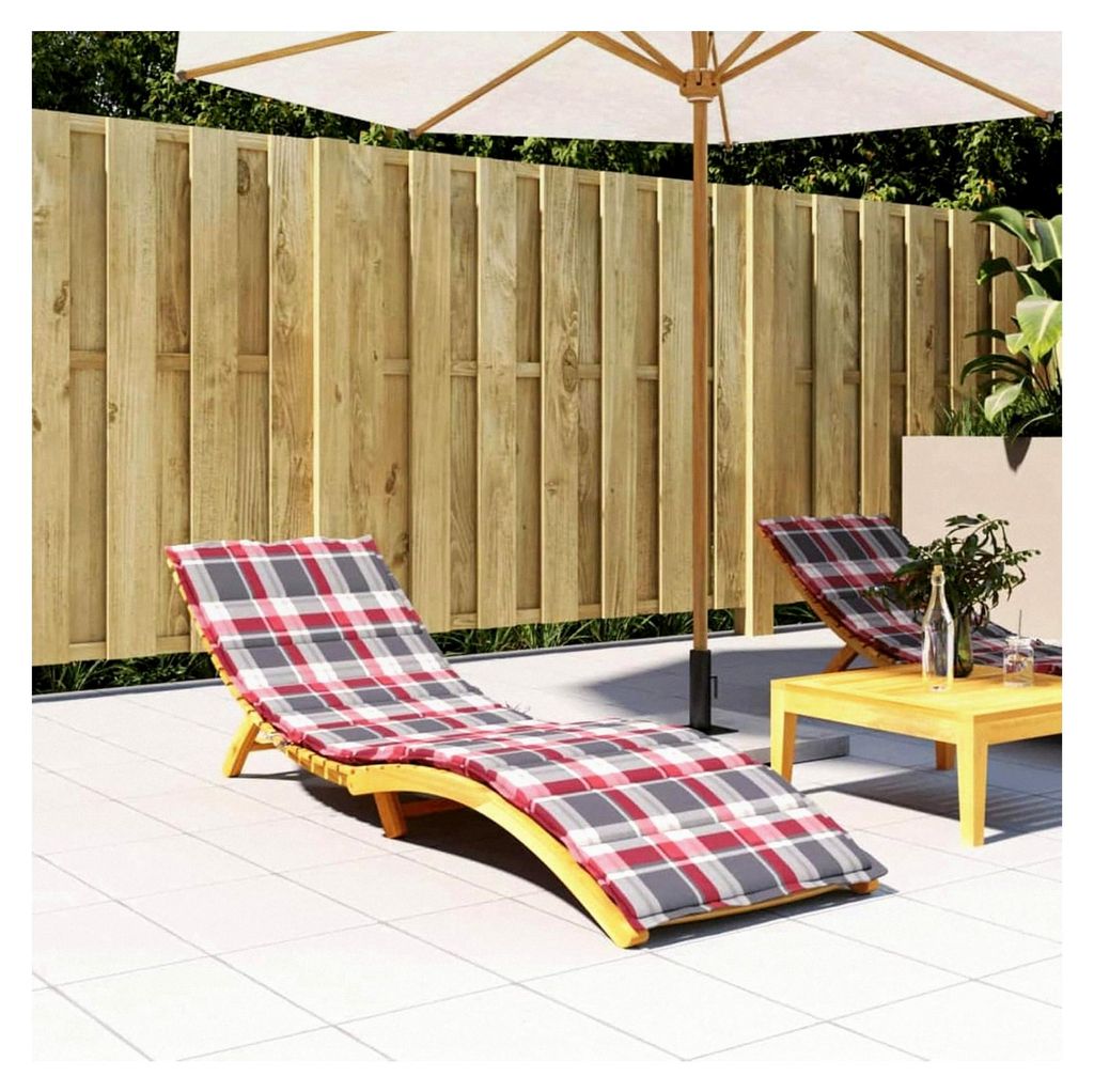 Sonnenliegenauflage Rot Karomuster 200x50x3 cm Oxford-Gewebe