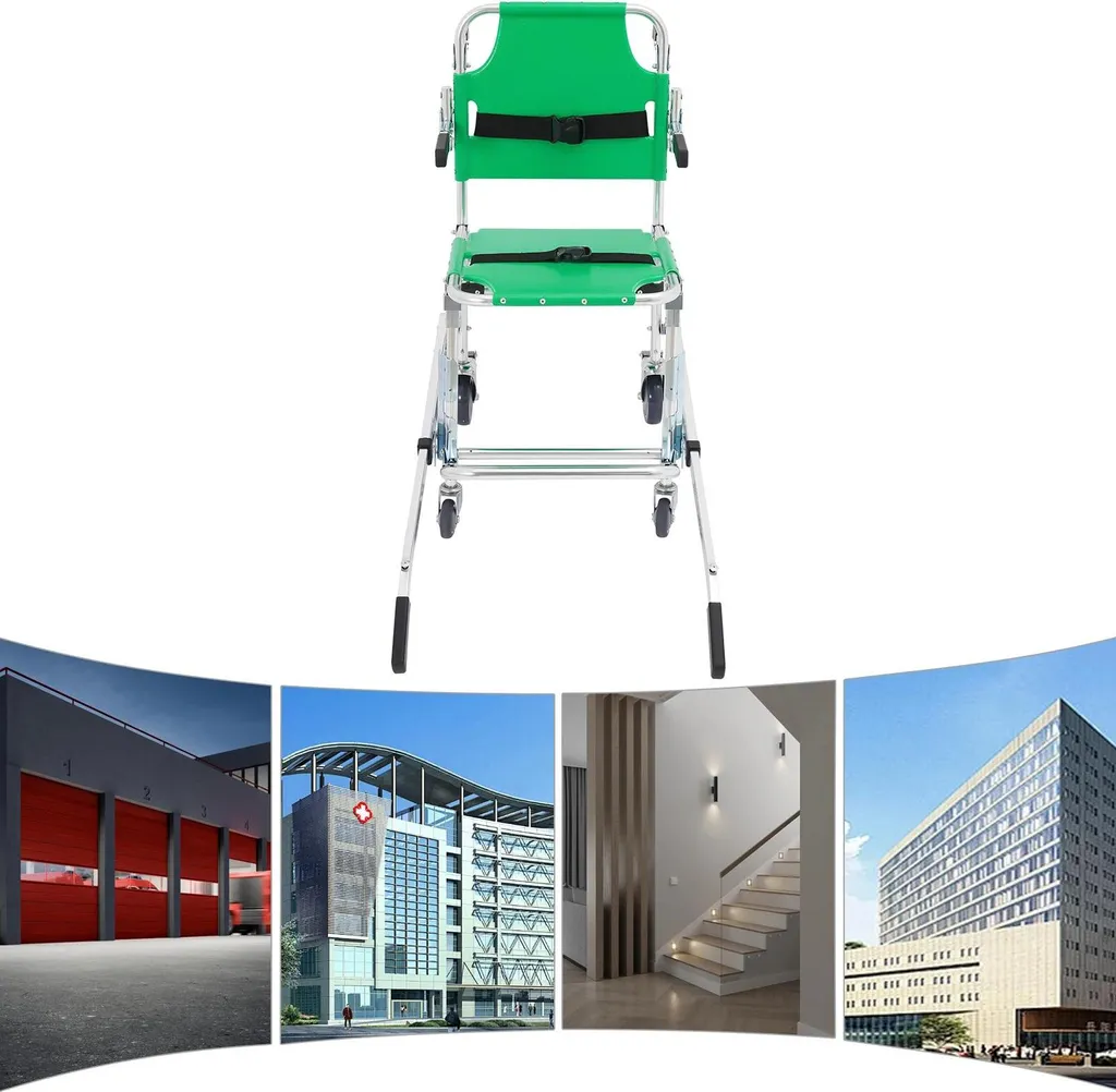 Chaise d'évacuation médicale pliable - Transfert sécurisé 159 kg - Vert