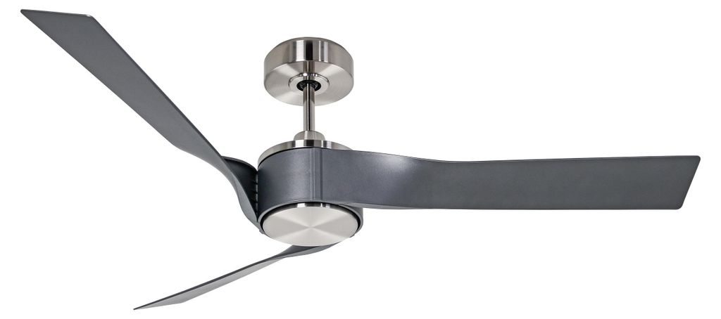 Energiespar Deckenventilator mit Fernbedienung Eco Revolution Chrom gebürstet / Metallgrau
