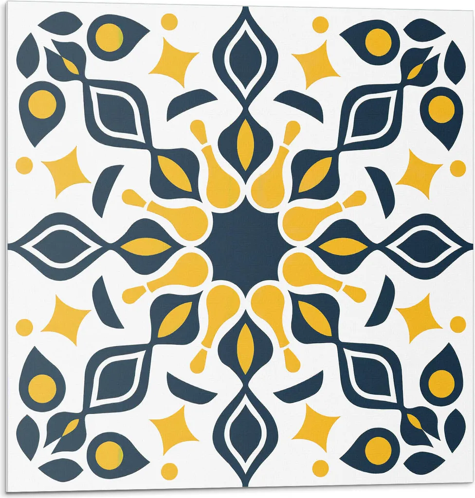 Motivo floreale con simmetria - Autoadesivo - Rivestimenti murali - Decorazioni murali - Pannelli murali decorativi - Pannelli murali 3D - Design murale autoadesivo - 4 pezzi 50 x 50 cm
