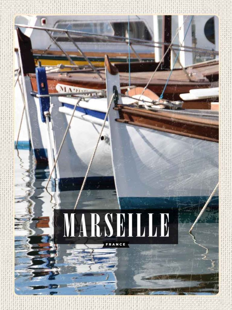 vianmo Holzschild 40x30 cm Marseille France Meer Urlaub Bildmotiv Reisemotiv Straße Stadt