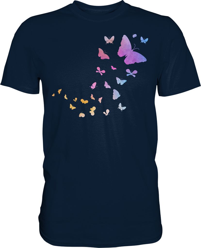 Aquarell Schmetterlinge T-Shirt – Navy / 4XL Produktbild 