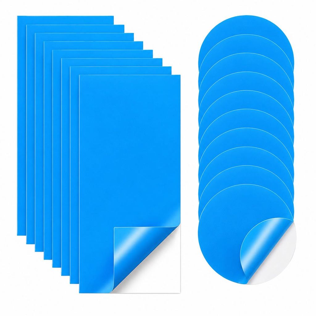 20er PVC Reparaturflicken Set Selbstklebend Wasserdicht für Pool Luftmatratze Schlauchboot Schwimmring Zelt Blau Rund & Rechteckig