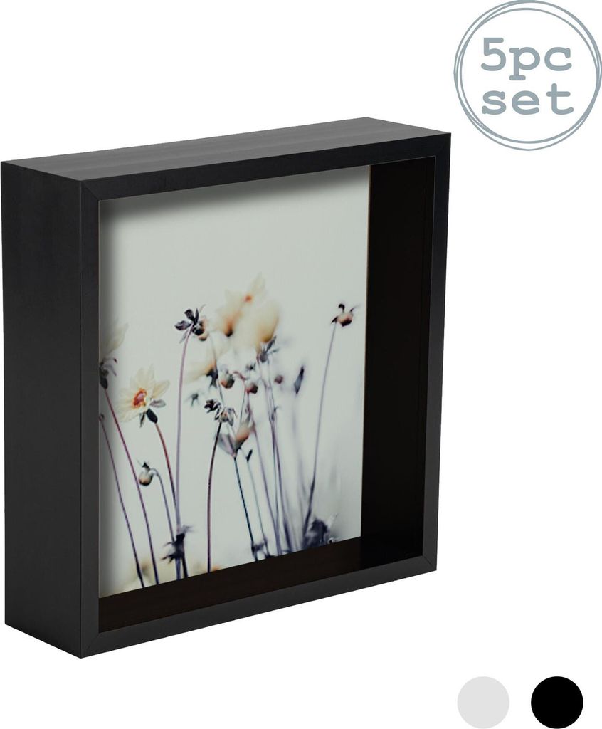 Nicola Spring 5 Stück Box Photo Frame Set - 6 x 6 Quadrat-Acrylrahmen - Schwarz