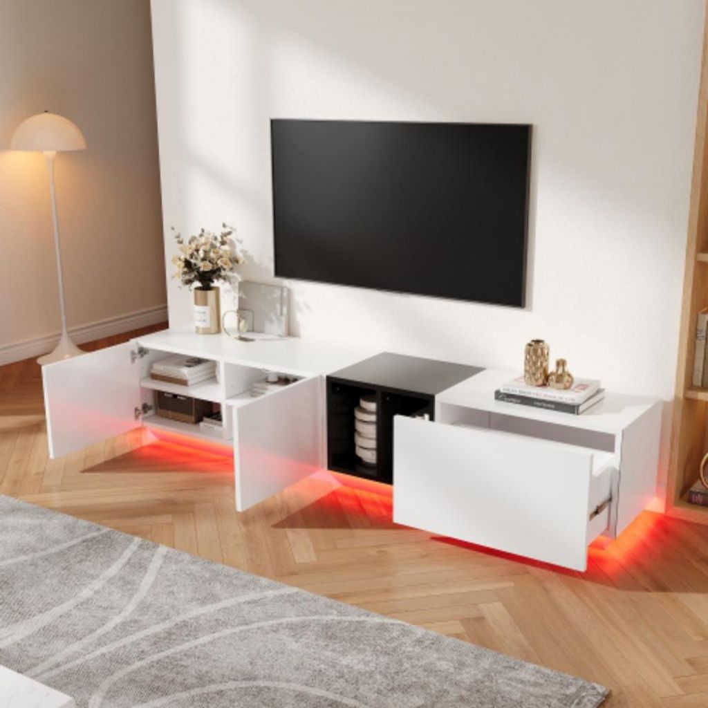 TV-Schrank, Fernsehschrank, TV Board schlichtes Design mit Schubladen und offenen Fächern