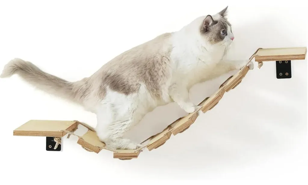 Étagère murale pour chat - Plateforme d'escalade en bois beige naturel