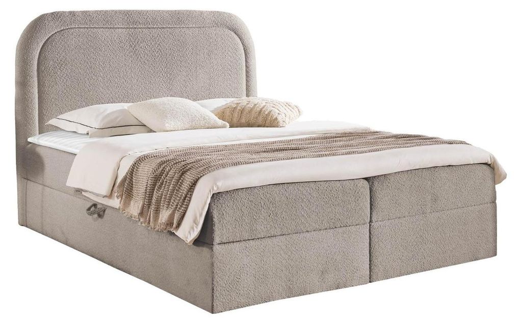 MIRJAN24 Boxspringbett Bonito mit zwei Bettkästen, gepolsterte Kopfteil, Doppelbett, Schlafzimmer (Farbe: Coral 50, Größe: 200x200 cm)
