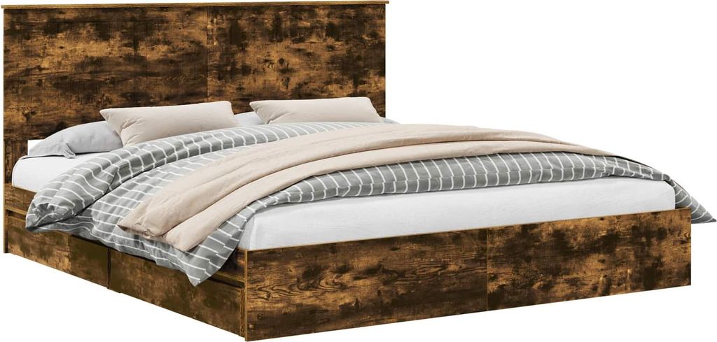 vidaXL Aufbewahrungsbett Geräucherte Eiche 180 x 200 cm Holzwerkstoff