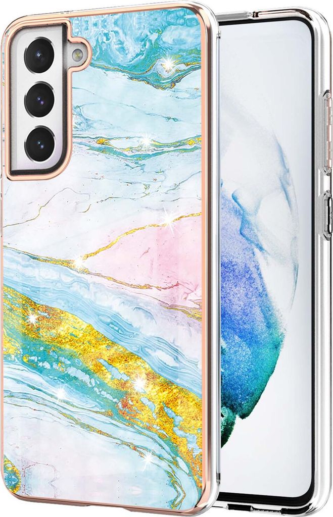 Galaxy S21 FE 5G Hülle, Ultra Dünn Marmor Handyhülle Anti-Shock Soft TPU Bumper Schutzhülle für Samsung Galaxy S21 FE 5G Gold