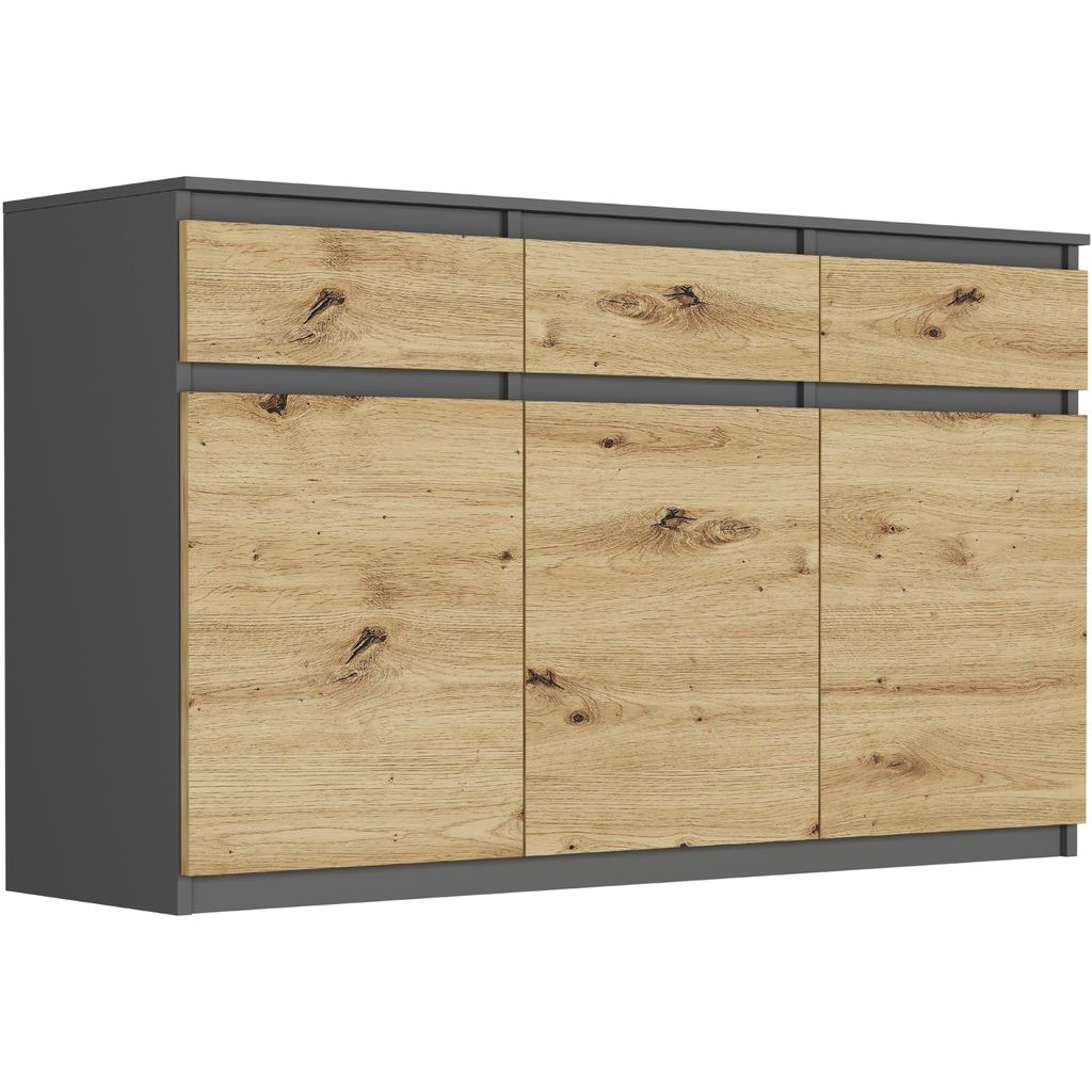 Framire Kommode - Anthrazit / Eiche Artisan - 120 x 41 x 98 Produktbild 