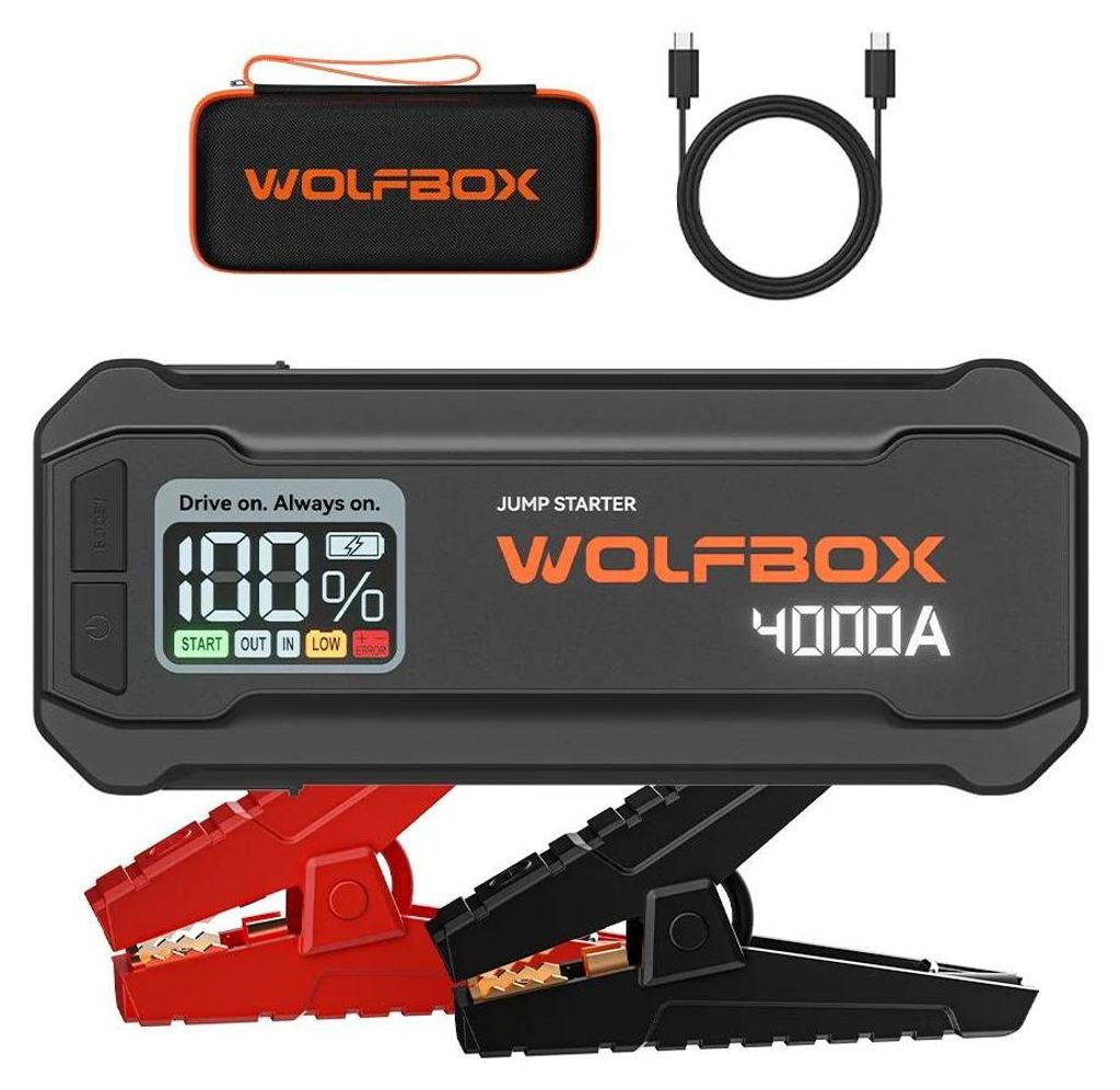 JS24 - Starthilfe Powerbank - 4000A Spitzenstrom - 24000mAh - LED-Display - Für 8L Benzin 6L Diesel - Schnellladen
