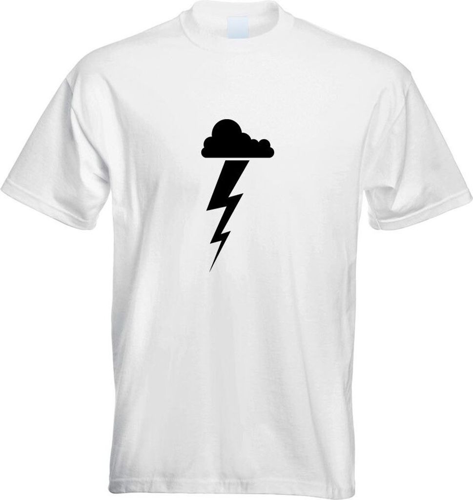 Kiwistar - T-Shirt - Weiss - Gewitterwolke Blitz Motiv Bedruckt Funshirt Design Print - mit Motiv Bedruckt - Funshirt Design - Sport - Freizeit - H...