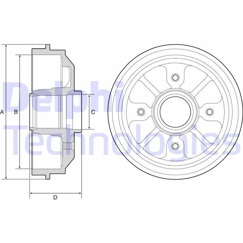 2x DELPHI Bremstrommel BF282 passend für PEUGEOT 306 Schrägheck (7A 7C N3 N5)