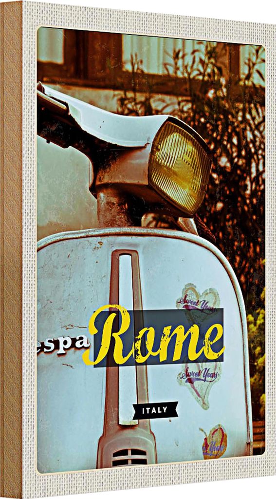 Holzschild Reise 20x30cm Rom Italien Reise Motor Panorama