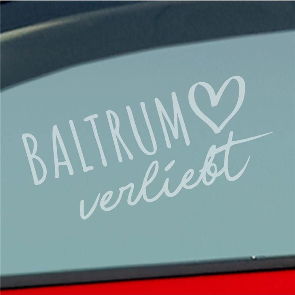 Auto Aufkleber Baltrum verliebt Herz Insel Nordsee Liebe Car 19x8 cm Milchglas Sticker Heckscheibenaufkleber