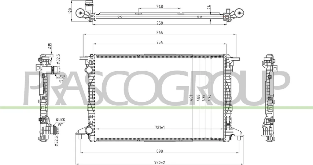 Réparer fuite radiateur Audi A4 A5 A6 A7 Q5 Q7 - Modèle PRASCO 80A121251D