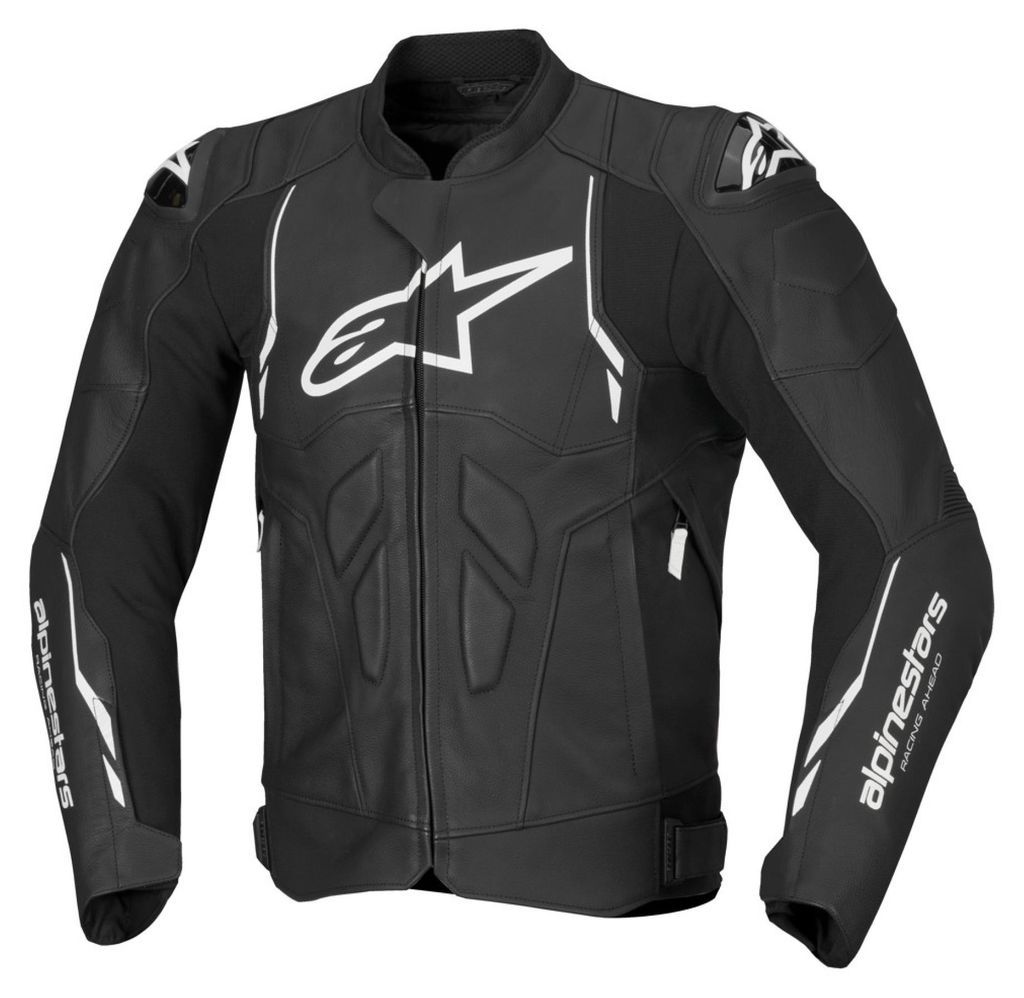 Alpinestars Dusk Motorrad Lederjacke, schwarz/weiß, 54 Produktbild 