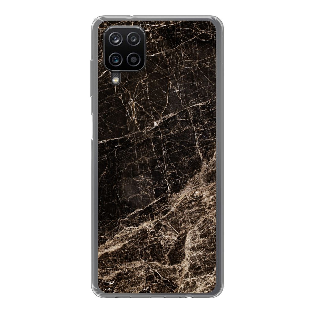 MuchoWow Handyhülle Schutzhülle Hülle für Samsung Galaxy A12 Marmor - Luxus - Schwarz Silikon Softcase Handy Hülle - Bild