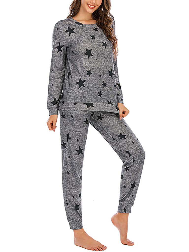Damen Pyjama Set Langarm Schlafanzug Mode & Accessoires Kleidung Nachtwäsche & Homewear Schlafanzüge 
