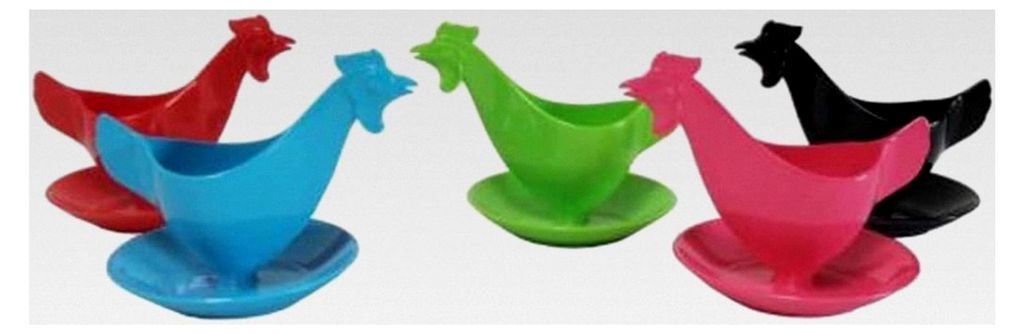 Eierbecher Huhn in verschiedenen kräftigen Farben, 5er Set