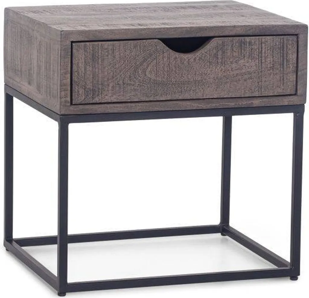 Petite table de chevet Lula grise en pierre - Meuble de nuit moderne