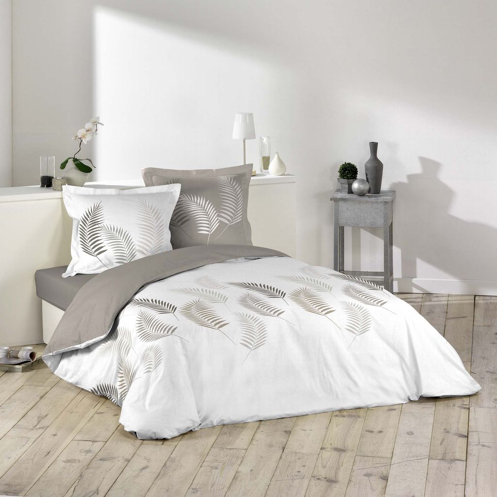 3tlg Bettwäsche 240x220 Wendebettwäsche Kissen Bettbezug Bezug Set grau beige 