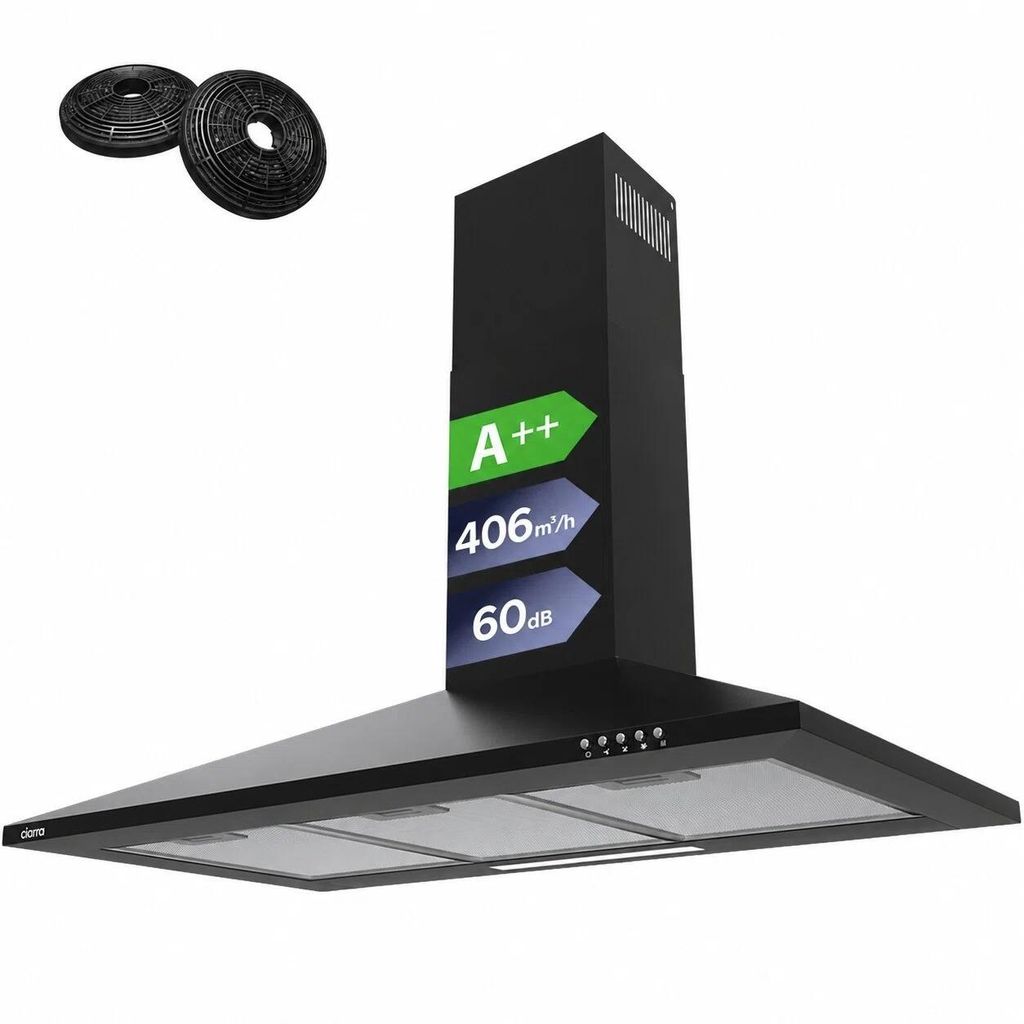 CIARRA A++ 406 m³/h Dunstabzugshaube 90 cm Wandhaube Produktbild 