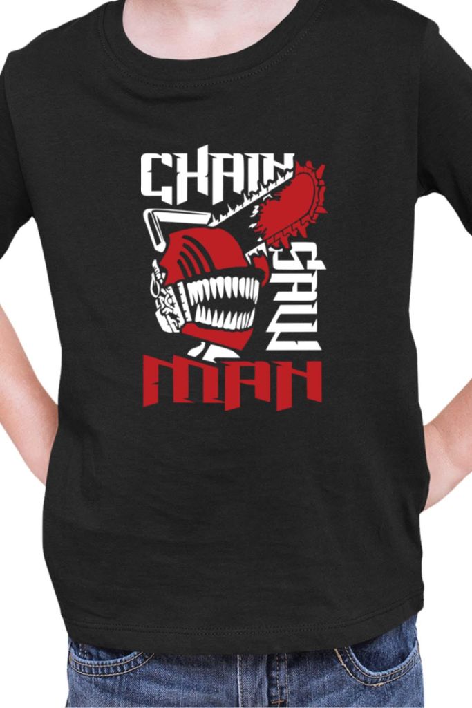 Kinder T-Shirt Manga Japan Anime Comics Animation Chainsaw Anime manga Man 08, 7-8 Jahr - 128 / Schwarz