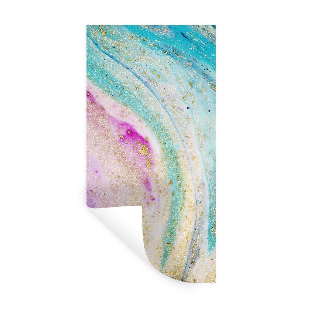 MuchoWow Wandtattoo Wandsticker Wandaufkleber Marmor - Farbe - Regenbogen 80x160 cm Selbstklebend und Repositionierbar - Sticker - Dekorfolie