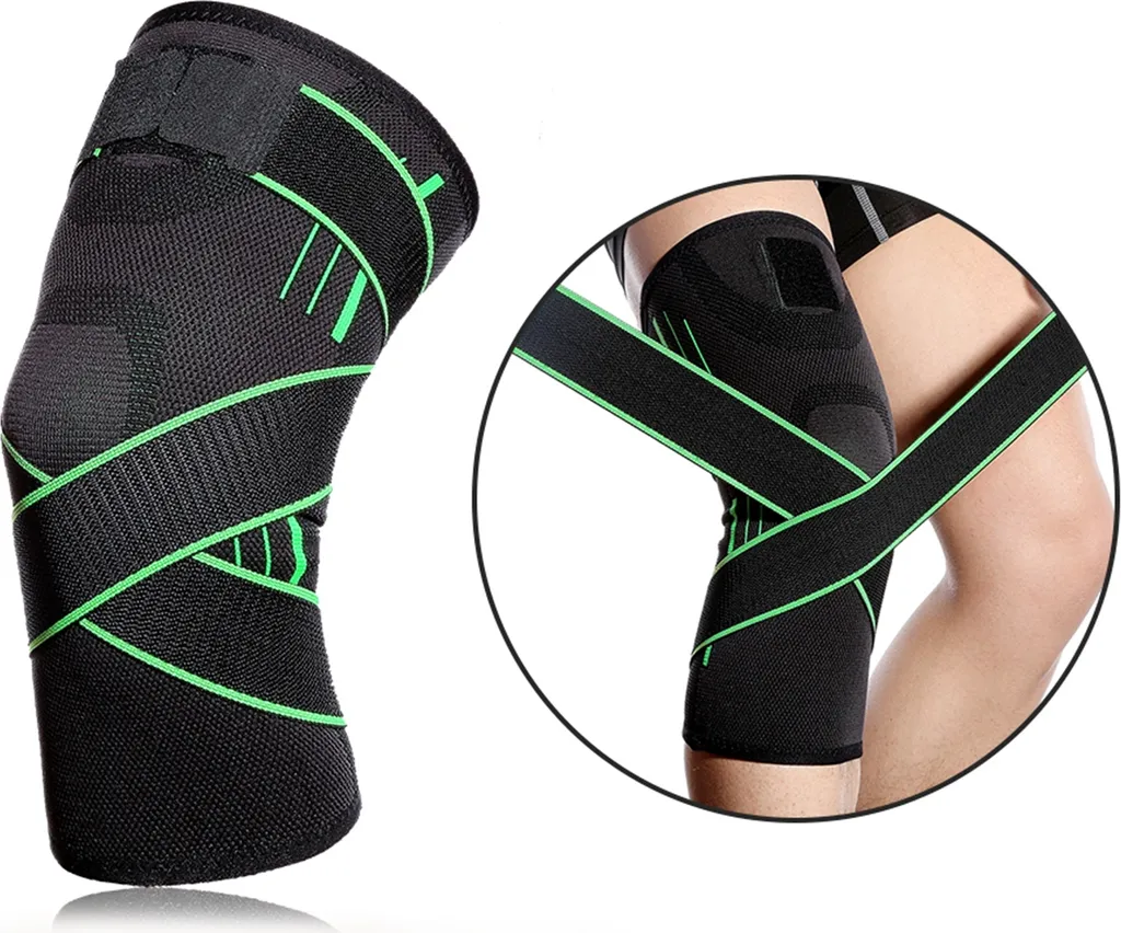 Genouillère de sport professionnelle verte taille L pour course à pied
