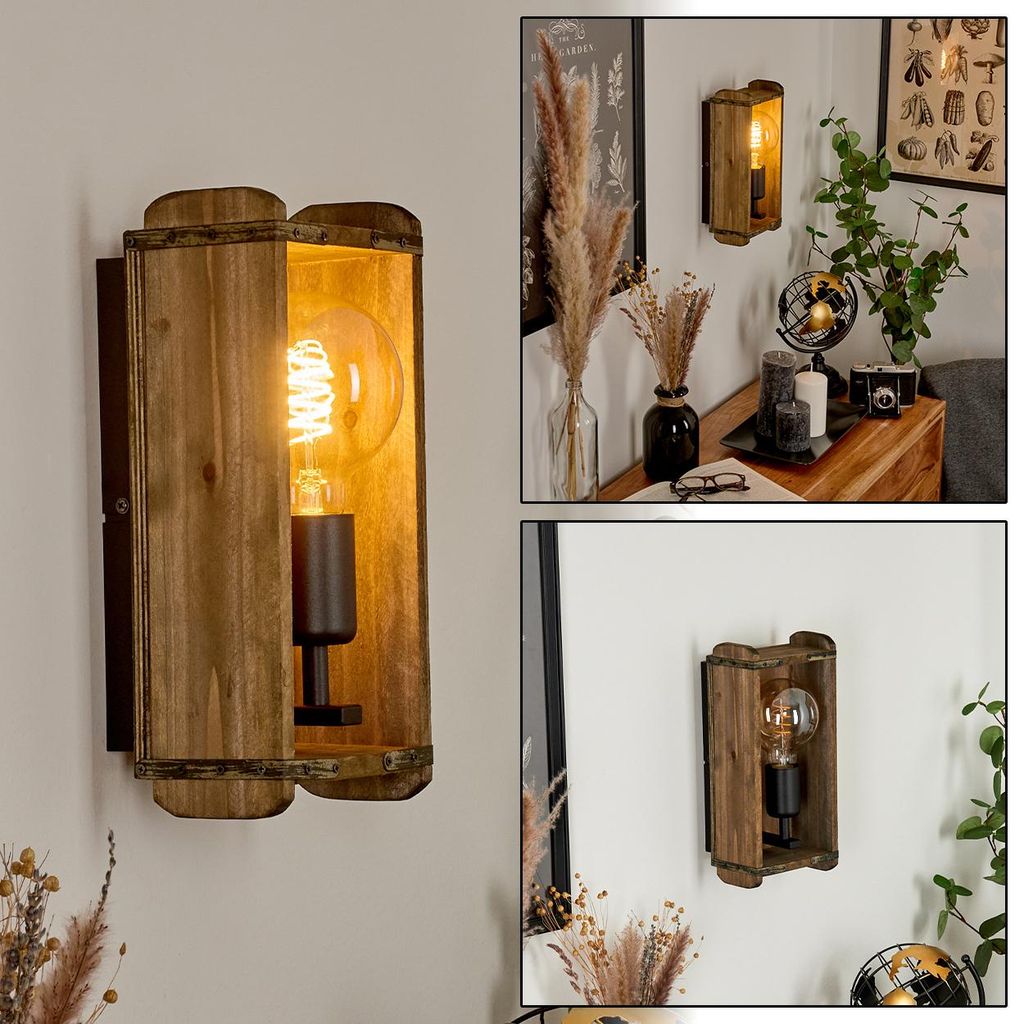 Atid »Atid« Vintage Wandlampe aus Metall/Holz in Produktbild 