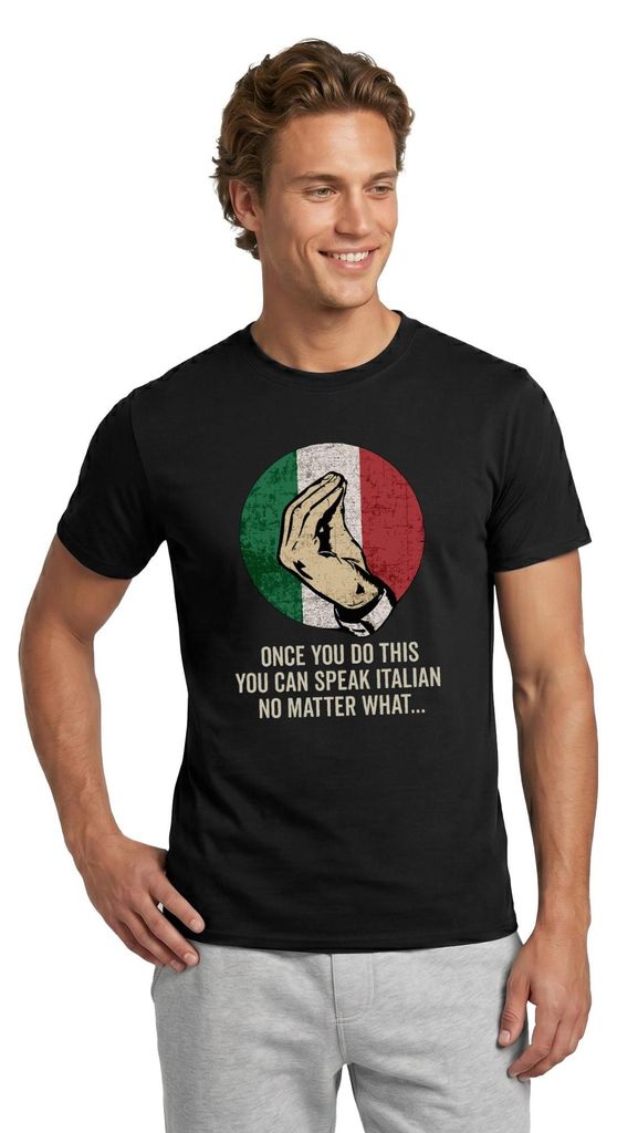 Spreadshirt Italienische Geste Humor Italien-Fans Männer T-Shirt, S, Schwarz