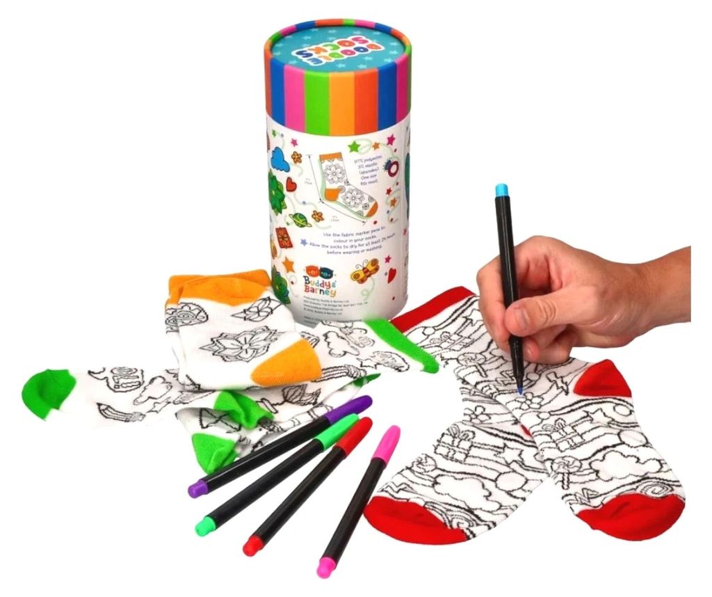 Calcetines para colorear, 3 pares y 5 rotuladores - Buddy & Imagen del producto 