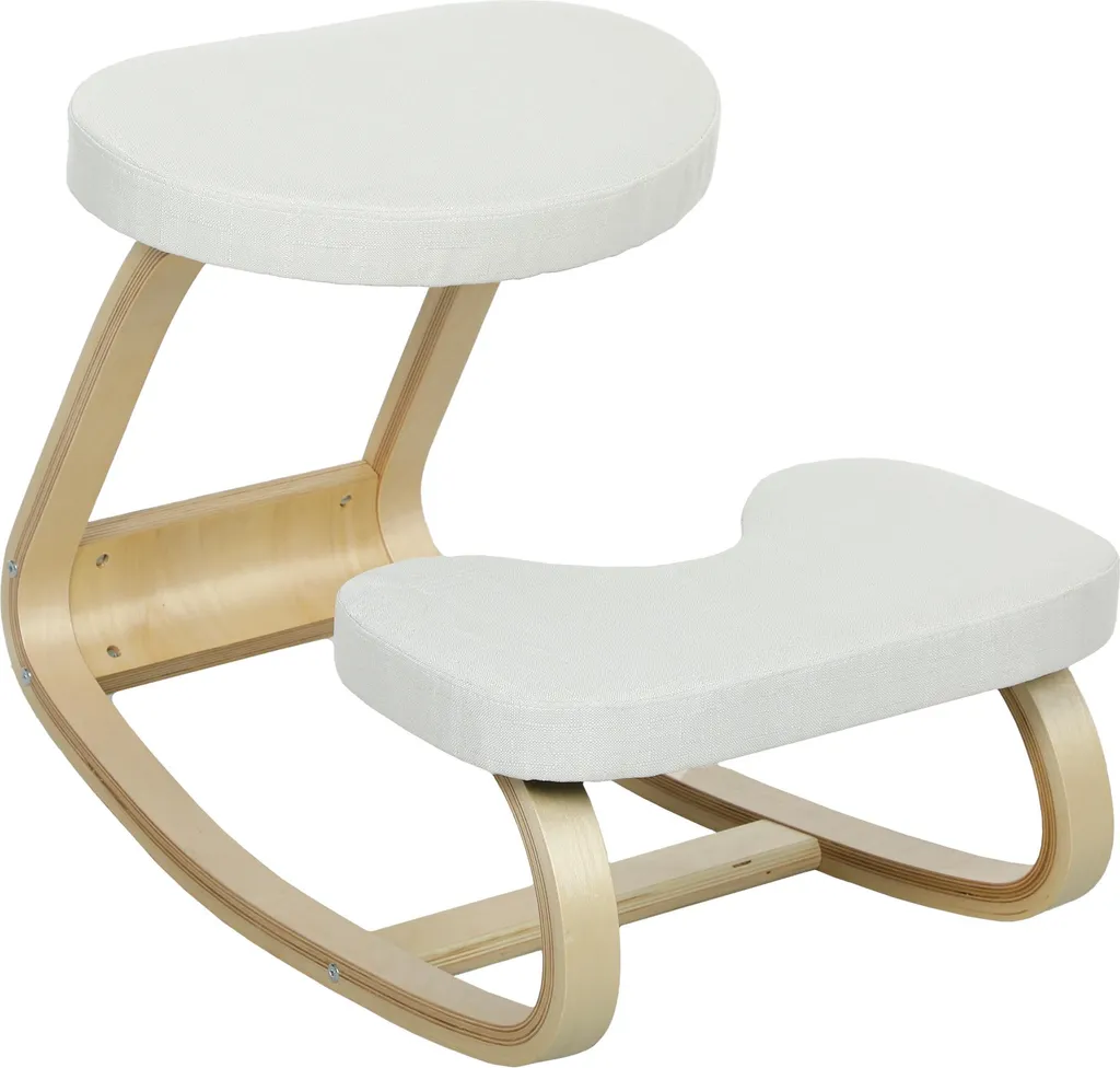 HOMCOM Siège assis-genoux ergonomique en bois à bascule - Crème